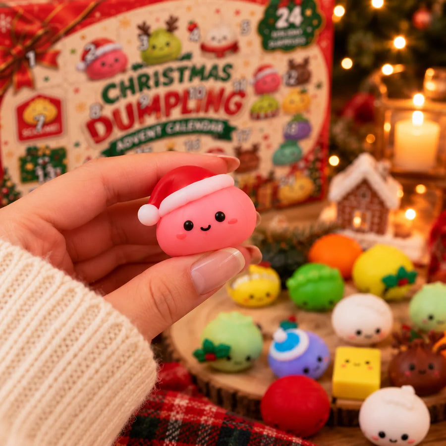 Christmas squishies with Santa hats and reindeer antlers