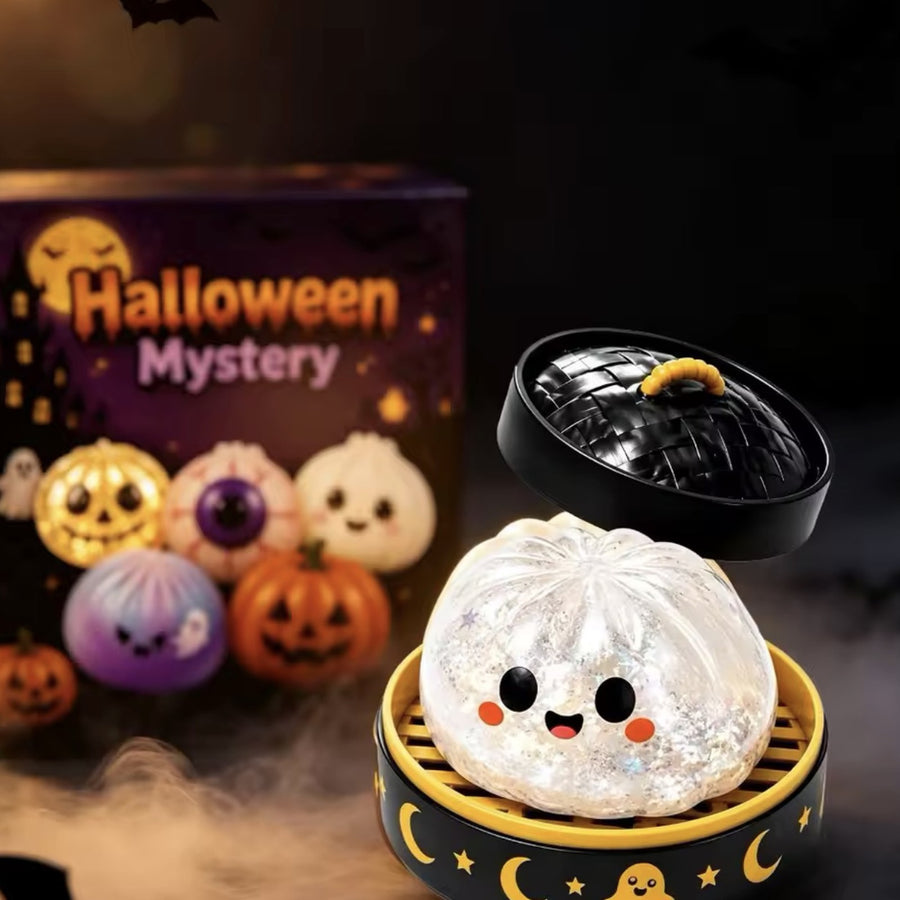 Ghost dumpling squishy in its steamer basket